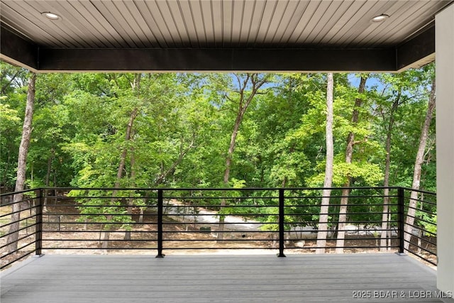 deck with a forest view