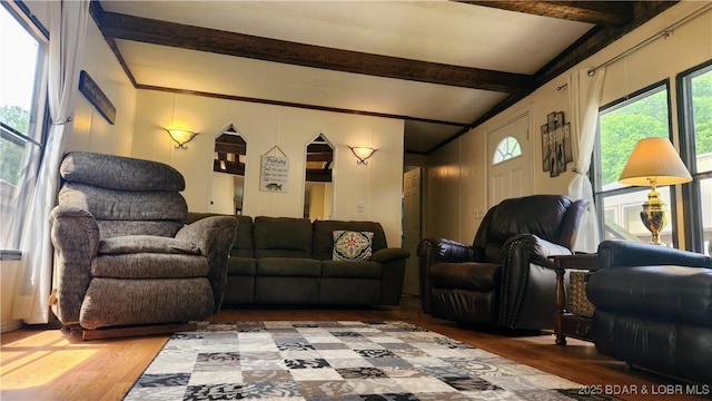 living room with wood finished floors