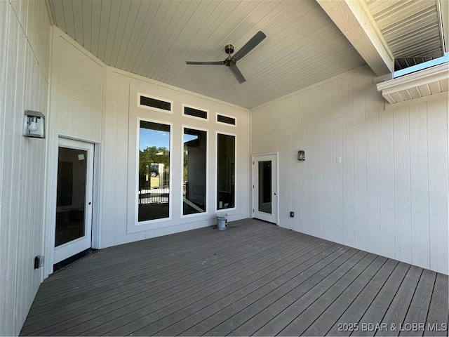 deck featuring a ceiling fan