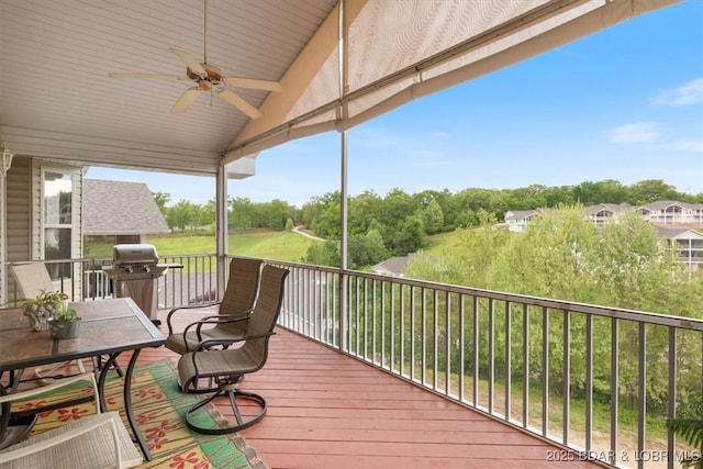 5183 Vicus Castri, Osage Beach, MO 65065 - wooden deck with ceiling fan and a grill