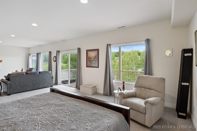 5183 Vicus Castri, Osage Beach, MO 65065 - bedroom featuring access to outside, baseboards, carpet, and recessed lighting