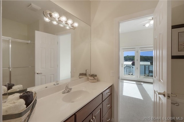 5482 Stoneledge Cir, Osage Beach, MO 65065 - bathroom with vanity and a shower with door