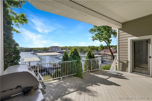 5482 Stoneledge Cir, Osage Beach, MO 65065 - deck featuring a grill and a water view