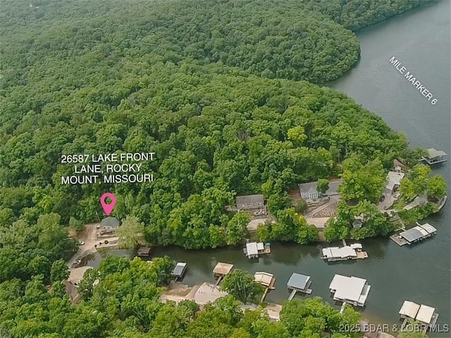 26587 Lake Front Ln, Rocky Mount, MO 65072 - bird's eye view of a large body of water and a forest