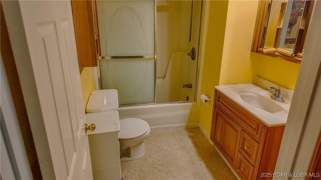 26587 Lake Front Ln, Rocky Mount, MO 65072 - full bath featuring toilet, vanity, combined bath / shower with glass door, and tile patterned floors