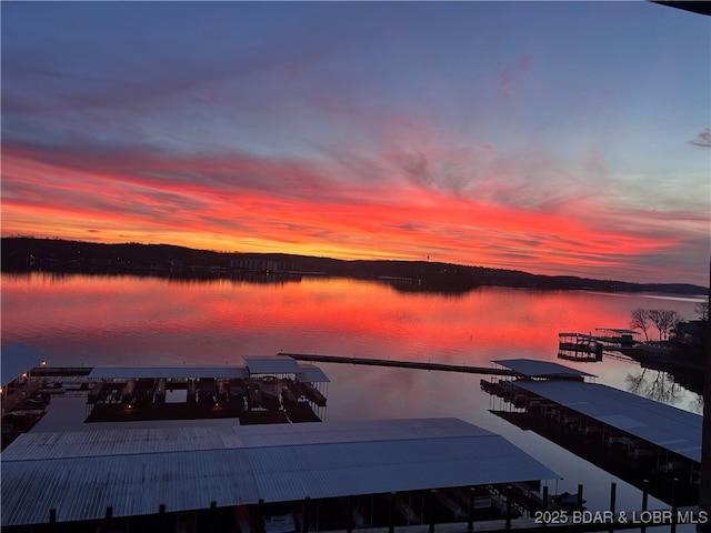water view with a boat dock
