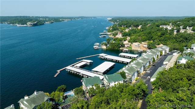 aerial overview of property's location featuring a large body of water