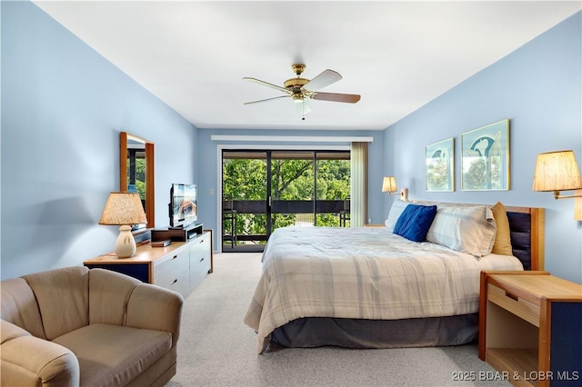 5940 Baydy Peak Rd Unit 932, Osage Beach, MO 65065 - bedroom with access to outside, carpet floors, and ceiling fan