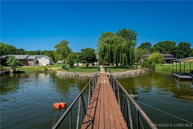30566 Johnson Bay Dr, Gravois Mills, MO 65037 - dock with a water view and a yard