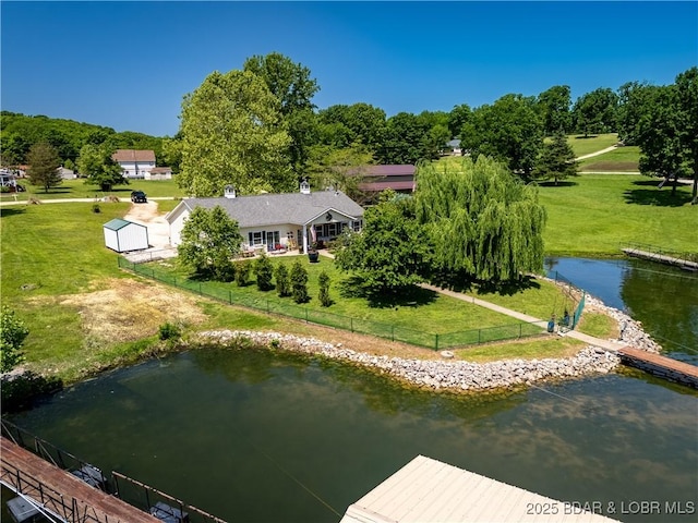 30566 Johnson Bay Dr, Gravois Mills, MO 65037 - aerial view of property and surrounding area with a nearby body of water