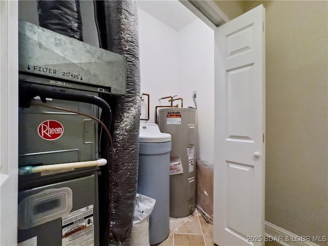 utilities featuring water heater and heating unit