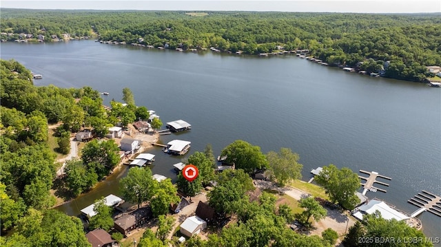 15219 Fleener Dr, Gravois Mills, MO 65037 - aerial view of a heavily wooded area and a nearby body of water