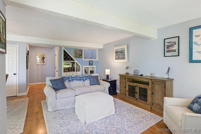 241 Shell Bay Cir Unit 1A, Linn Creek, MO 65052 - living room with wood finished floors, a textured ceiling, and baseboards