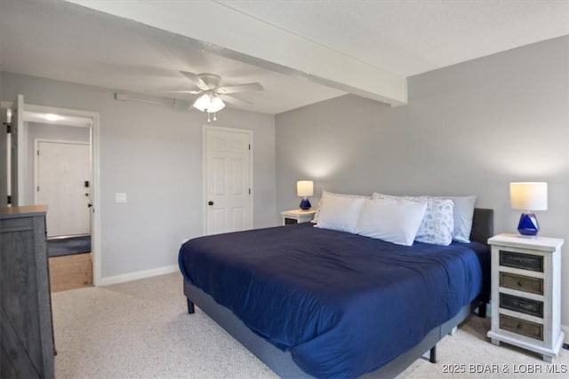 241 Shell Bay Cir Unit 1A, Linn Creek, MO 65052 - bedroom featuring light carpet, baseboards, and a ceiling fan