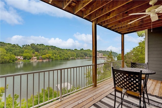 205 Wedge Wood Dr, Camdenton, MO 65020 - deck with ceiling fan and a water view