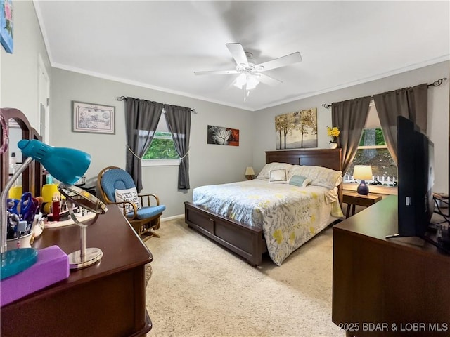 73 Good Neighbors Loop, Camdenton, MO 65020 - carpeted bedroom with ornamental molding, ceiling fan, and baseboards
