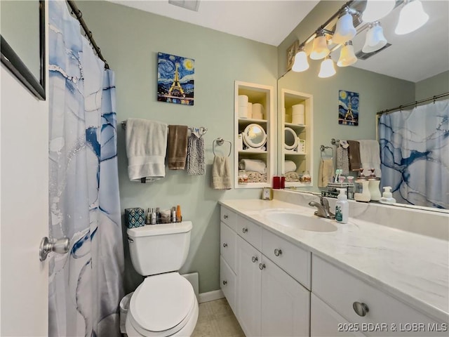 73 Good Neighbors Loop, Camdenton, MO 65020 - full bath with vanity, toilet, a chandelier, and a shower with shower curtain