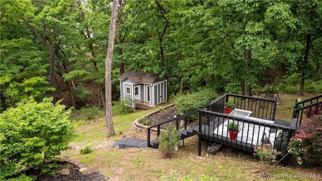 179 Regency Cove Dr, Lake Ozark, MO 65049 - view of yard with an outdoor structure and a deck