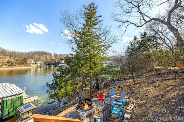 855 Ginger Rd, Lake Ozark, MO 65049 - dock area with an outdoor fire pit and a water view