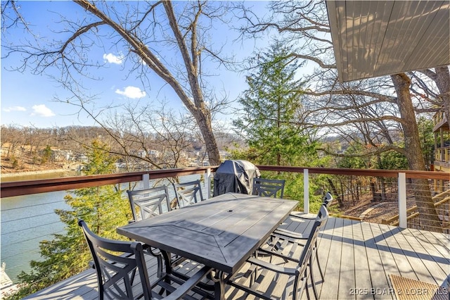 855 Ginger Rd, Lake Ozark, MO 65049 - wooden deck with outdoor dining area and area for grilling