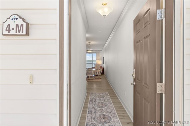 100 Trinity Pointe Dr Unit 4M, Camdenton, MO 65020 - hallway featuring light wood-style floors, ornamental molding, and baseboards