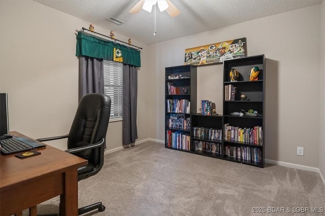 90 Falls Point Dr Unit 2C, Lake Ozark, MO 65049 - office space with carpet, a ceiling fan, baseboards, and a textured ceiling