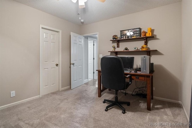 90 Falls Point Dr Unit 2C, Lake Ozark, MO 65049 - office space featuring a ceiling fan, carpet flooring, baseboards, and a textured ceiling