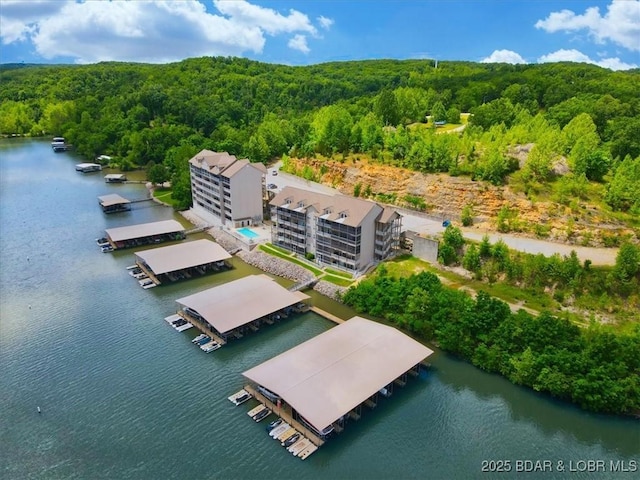 166 Oak Harbor Dr Unit 3D, Camdenton, MO 65020 - bird's eye view of a heavily wooded area and a nearby body of water