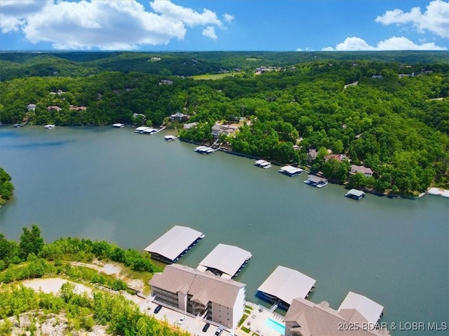 166 Oak Harbor Dr Unit 3D, Camdenton, MO 65020 - drone / aerial view of a heavily wooded area and a nearby body of water