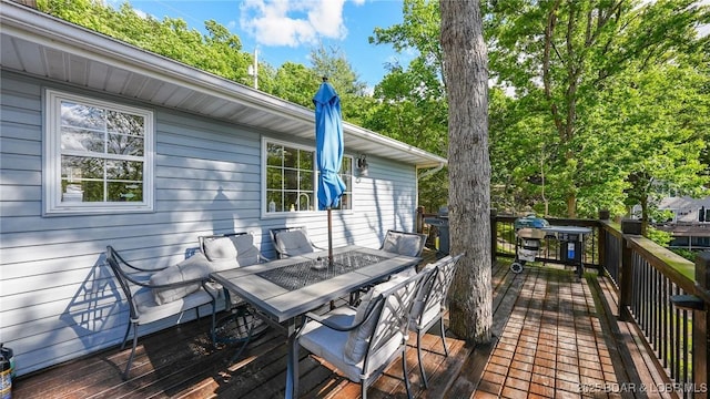 2195 Valley Rd, Osage Beach, MO 65065 - wooden deck with outdoor dining area