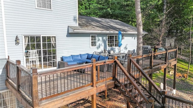 2195 Valley Rd, Osage Beach, MO 65065 - wooden deck with outdoor dining area, an outdoor living space, and area for grilling