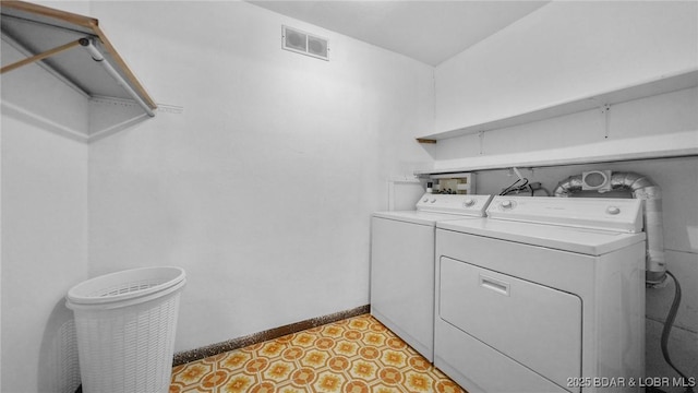 47 Dixie Ln, Sunrise Beach, MO 65079 - laundry room with washing machine and clothes dryer and baseboards