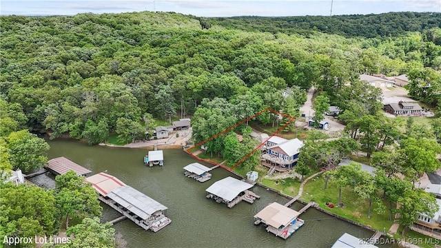 47 Dixie Ln, Sunrise Beach, MO 65079 - bird's eye view of a forest and a large body of water