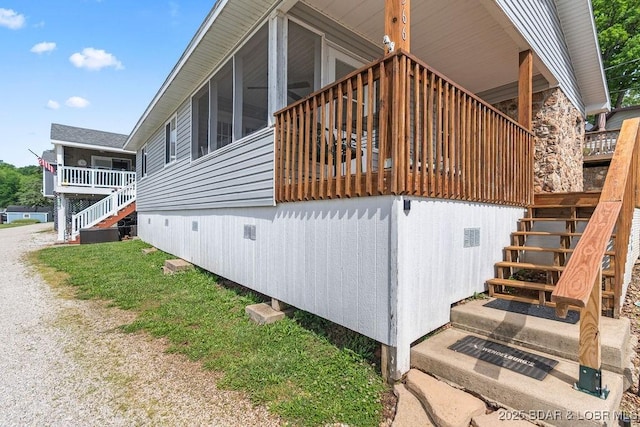 29566 Hunter Rd, Gravois Mills, MO 65037 - view of side of property featuring stairway and crawl space