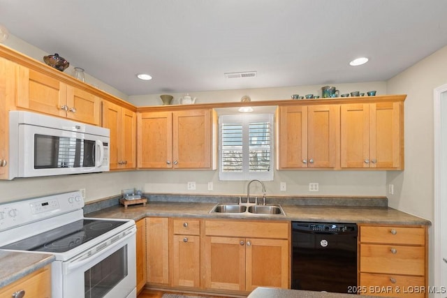 29566 Hunter Rd, Gravois Mills, MO 65037 - kitchen with white appliances, a sink, and recessed lighting