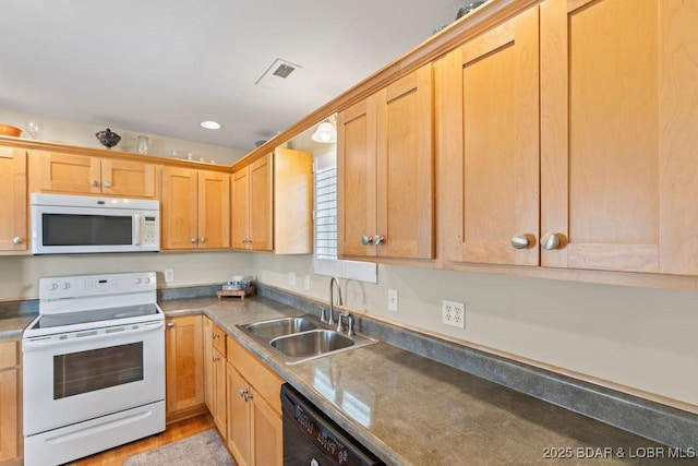 29566 Hunter Rd, Gravois Mills, MO 65037 - kitchen with white appliances, a sink, and light wood-style flooring
