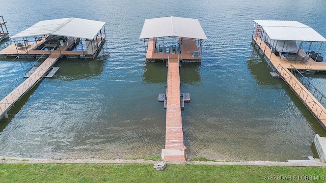 29566 Hunter Rd, Gravois Mills, MO 65037 - dock featuring a water view and boat lift
