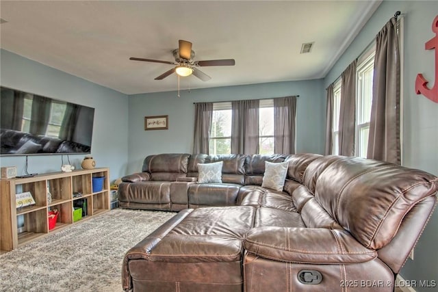 31806 Lakeview Ln, Gravois Mills, MO 65037 - living area featuring a ceiling fan