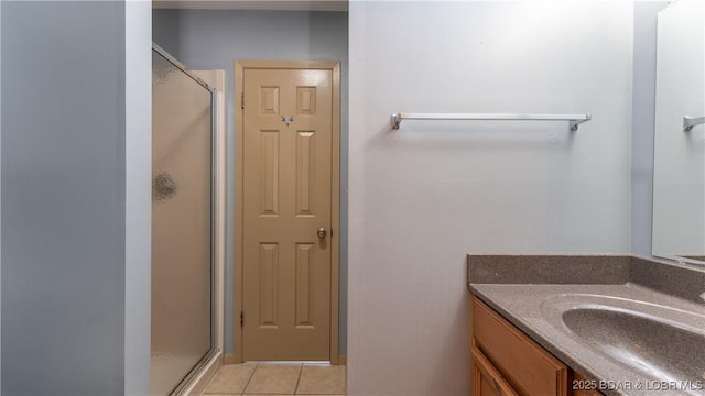 62 Durham Ct, Four Seasons, MO 65049 - full bathroom featuring a shower stall, vanity, and tile patterned floors