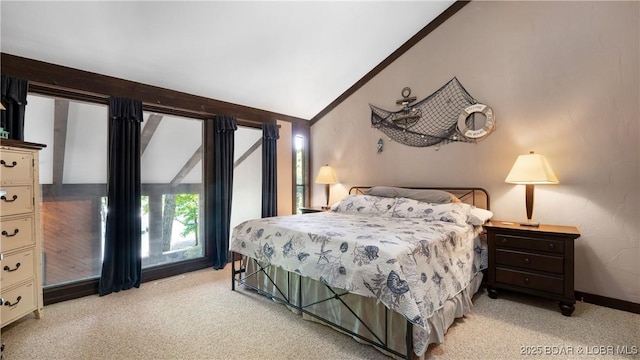 62 Durham Ct, Four Seasons, MO 65049 - bedroom with light colored carpet, vaulted ceiling, and baseboards