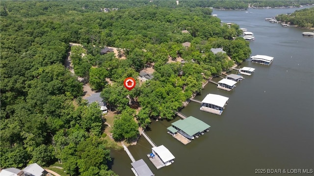 62 Durham Ct, Four Seasons, MO 65049 - bird's eye view of a nearby body of water and a heavily wooded area