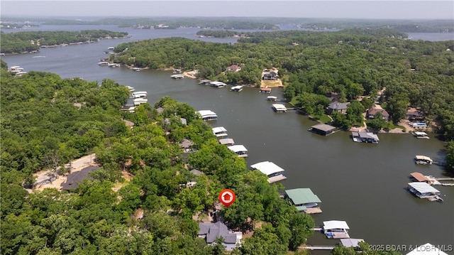 62 Durham Ct, Four Seasons, MO 65049 - bird's eye view of a nearby body of water and a heavily wooded area
