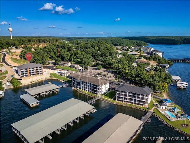 4935 Robins Cir Unit 2C, Osage Beach, MO 65065 - drone / aerial view of a nearby body of water and a heavily wooded area