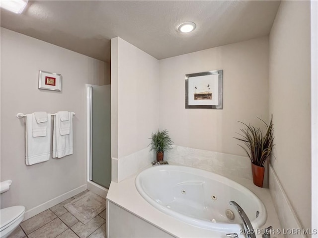 4800 Eagleview Dr Unit 6104, Osage Beach, MO 65065 - full bathroom with a tub with jets, toilet, a stall shower, baseboards, and tile patterned flooring