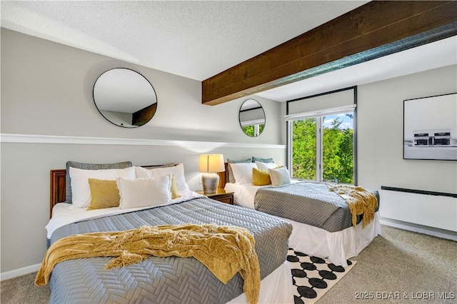 491 Walkers Cay, Osage Beach, MO 65065 - bedroom with carpet floors, a textured ceiling, baseboards, and beamed ceiling