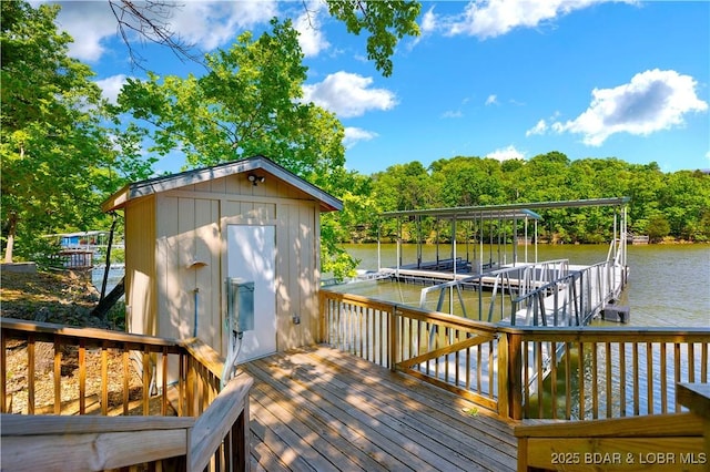 491 Walkers Cay, Osage Beach, MO 65065 - dock area with a water view and boat lift