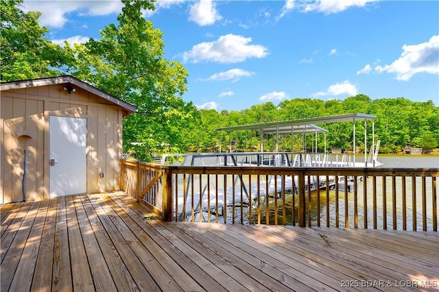 491 Walkers Cay, Osage Beach, MO 65065 - wooden deck featuring a water view and view of scattered trees
