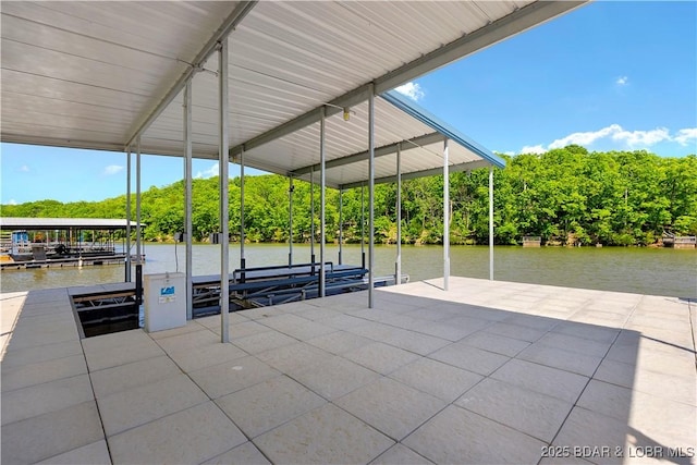 491 Walkers Cay, Osage Beach, MO 65065 - dock featuring a water view, view of scattered trees, and boat lift
