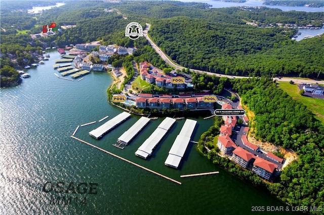 184 E Palisades Condo Dr Unit 4A, Lake Ozark, MO 65049 - drone / aerial view of a large body of water and a forest