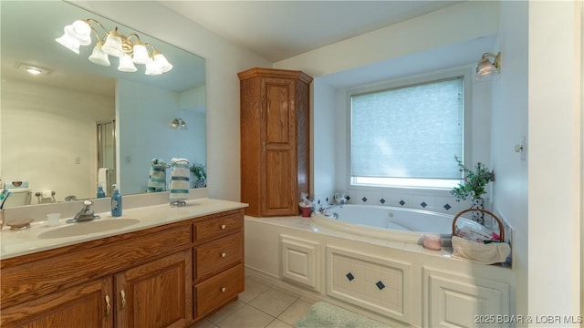 1396 Robyn Ct, Osage Beach, MO 65065 - bathroom featuring vanity, a whirlpool tub, and tile patterned floors
